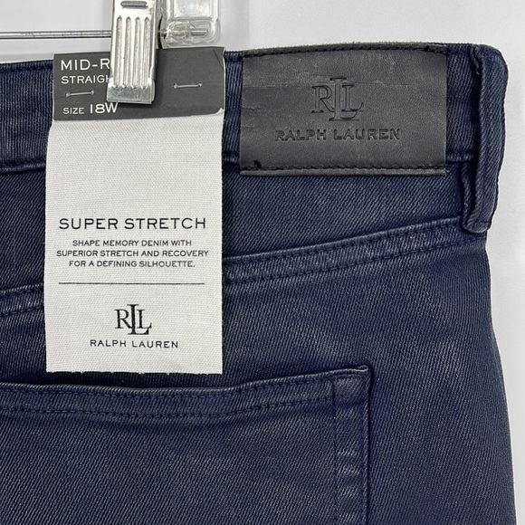 Lauren Ralph Lauren Super Stretch Mid-Rise Straight Leg Jeans Navy Size 18W New! - Picture 13 of 14
